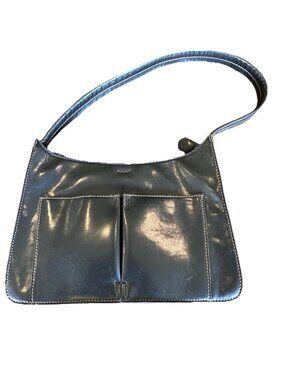 Vintage Mondani NY Faux Leather Black Purse Handbag Classic Shoulder Bag Medium